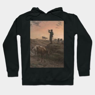 Calling Home the Cows by Jean-Francois Millet Hoodie